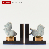 新中式陶瓷假山摆件软装饰品样板房书酒店客厅电视柜玄关禅意摆设 书挡