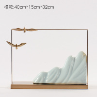 新中式陶瓷假山摆件软装饰品样板房书酒店客厅电视柜玄关禅意摆设 大鹏展翅横款