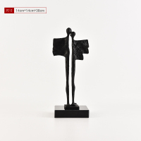 现代轻奢人像塑树脂抽象艺术摆件酒店客厅玄关北欧家居软装饰品 情侣人物摆件黑色