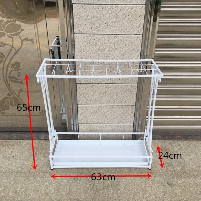 雨伞架酒店大堂家用收纳架纳丽雅商用学校创意办公放挂折叠伞架伞桶 大号63长27孔16钩65高白色
