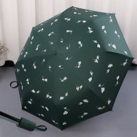 雨伞两用少女心ins折叠纳丽雅晴雨两用便携太阳伞防晒遮阳伞女 墨绿色-纸飞机