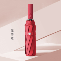 全自动雨伞女晴雨两用纳丽雅长柄森系s大号太阳伞遮阳甜美复古简约超大 时尚系-温莎红