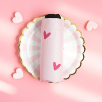 太阳伞防晒遮阳伞女晴雨纳丽雅两用雨伞折叠小巧便携五折胶囊伞 粉红色爱心mini五折伞