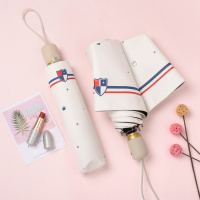 太阳伞防晒自动折叠纳丽雅雨伞女小清新晴雨两用伞森系复古简约 自动款-白