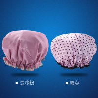 浴帽 成人女款淋浴洗澡沐浴帽双层浴冒头套沐浴发套发帽浴帽女 豆沙粉+粉点