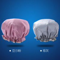 浴帽 成人女款淋浴洗澡沐浴帽双层浴冒头套沐浴发套发帽浴帽女 豆沙粉+银灰色