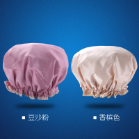 浴帽 成人女款淋浴洗澡沐浴帽双层浴冒头套沐浴发套发帽浴帽女 豆沙粉+香槟色