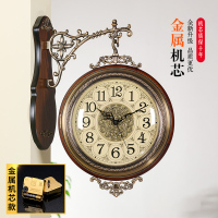 美式 金属双面挂钟纳丽雅 欧式客厅两面挂表创意时钟复古钟表大号 759A深色-金属机芯 20英寸以上