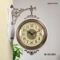 美式 金属双面挂钟纳丽雅 欧式客厅两面挂表创意时钟复古钟表大号 759B白色双面挂钟 20英寸以上
