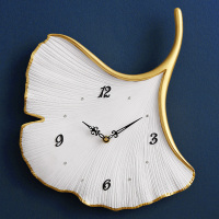银杏叶挂钟客厅创意时尚 纳丽雅时钟挂墙家用轻奢个性钟表简约现代 99023单叶 20英寸以上