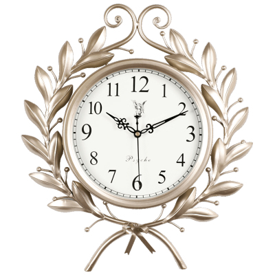 艺术品美式复古创意时尚纳丽雅钟表时钟挂钟现代简约家用客厅个性石英钟 土豪金大号56*50[纯手工上色] 16英寸