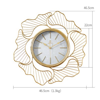 新中式银杏叶挂钟时尚现代纳丽雅简约时钟客厅挂表创意轻奢家用个性钟表 挂钟-3022B小白 其他