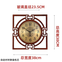 中式挂钟 钟表卧室木质时钟纳丽雅个性创意装饰钟复古大气方形石英钟 小号金属表盘(自动对时机芯) 20英寸以上