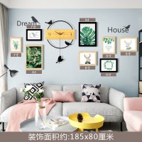 北欧钟表挂钟客厅创意现纳丽雅代简约大气个性艺术家用时尚轻奢时钟挂墙 8框-绿植组合 20英寸以上