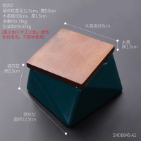 北欧陶瓷烟灰缸创意家用客厅 纳丽雅ins个性潮流办公室带盖有盖烟缸时尚 [陶瓷]绿菱形-带盖(送烟沙)