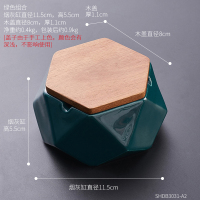 北欧陶瓷烟灰缸创意家用客厅 纳丽雅ins个性潮流办公室带盖有盖烟缸时尚 ![陶瓷]绿六边形-带盖(送烟沙)