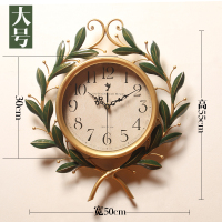 美式 田园创意艺术家庭纳丽雅时钟客厅 钟复古家用装饰卧室大挂钟表 (大号)55cm*50cm经典橄榄枝 16英寸
