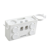 牙刷置物架免打孔刷牙杯纳丽雅卫生间漱口杯套装吸壁挂式挤牙膏器牙具架 四口之家-白色[四杯]