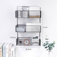 浴室置物架厕所洗手间洗漱台卫浴沐室收纳洗澡免打孔壁挂式卫生间 [网格款]三层黑色大号