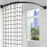 浴帘杆免打孔浴帘套装弧形u形卫生间转角伸缩杆l型浴室不锈钢磁性 浴帘高度另外定制1米价格