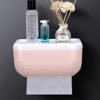 厕所家用免打孔创意 卫生纸盒纳丽雅卫生间纸巾厕纸置物架抽纸卷纸筒 大号藕色纸巾盒