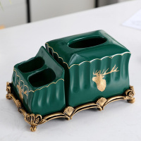 欧式现代轻奢风纸巾盒美式纳丽雅创意客厅茶几抽纸盒家用遥控器收纳盒 多功能纸巾盒