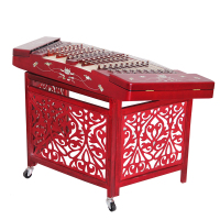 梵巢民族弹拨乐器405扬琴乐器五码十音广东粤剧伴奏演奏洋琴色木材质贴花荷花YQ-08红色木赠琴盒支架琴竹