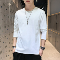 蓝缕金(LANLVJIN)男士T恤春秋季纯棉长袖体恤圆领套头宽松薄款上衣韩版帅气百搭纯色学生男装2020新款