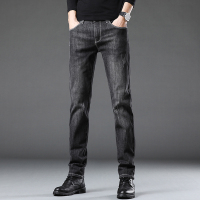 蓝缕金(LANLVJIN)男士牛仔裤秋季2021新品修身水洗长裤青年棉混纺弹力合体直筒裤韩版休闲男裤子