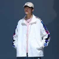 蓝缕金(LANLVJIN)男士夹克春季2022新品潮大码立领宽松夹克衫青少年收口袖胖子外套韩版休闲简约男装