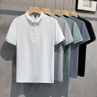 蓝缕金(LANLVJIN)男士POLO衫夏季2022新品修身薄款短袖青年棉弹字母绣体恤韩版休闲男装上衣