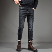 蓝缕金(LANLVJIN)男士牛仔裤秋季2022新品修身直筒小直脚长裤青年棉弹力水洗裤韩版休闲裤子