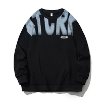 蓝缕金(LANLVJIN)男士卫衣春秋季2022新品潮牌圆领套头长袖体恤青年宽松袖标打底衫韩版百搭男装