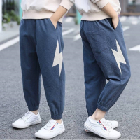 男童薄款裤子2019夏季棉麻九分裤儿童休闲裤中大童童装防蚊裤潮涤纶