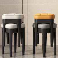 智扣餐椅家用现代简约客厅餐厅可叠放凳子 轻奢圆凳梳妆台方椅子