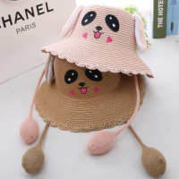 智扣兔耳朵会动的帽子晒子帽遮阳儿童出游渔夫帽女网红夏季款气囊