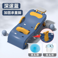 智扣儿童洗头发躺椅宝宝洗头床洗头 可折叠小孩婴儿家用坐躺洗头凳_升级款-深邃蓝洗头杯洗头刷