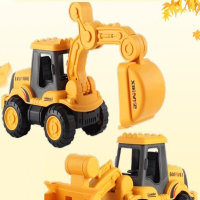 智扣工程车玩具车套装挖掘机小男孩挖土机儿童推土车模型惯性汽车益智