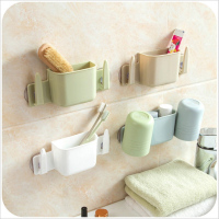 春彩 吸盘式洗脸刷牙洗漱架牙刷架套装 创意可沥水多功能收纳架