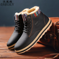 秋冬马丁靴男休闲高帮鞋男欧美男式皮靴子男加绒保暖棉鞋男工装