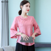 2019春夏新款禅意茶服中国风民族风改良唐装上衣女古装汉服预售定制款韩版潮牌