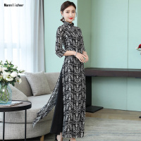 唐装时尚旗袍越南奥黛2019春夏中式女装复古长款改良上衣连衣裙预售定制款韩版潮牌