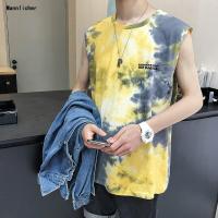 新款19ss夏季扎染印花无袖T恤男生上衣潮韩版ins街头嘻哈宽松背心预售定制款韩版潮牌