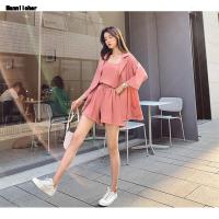 上衣短裤内搭三件套夏女新款2019宽松大码松紧五分裤纯色套裤学生预售定制款韩版潮牌