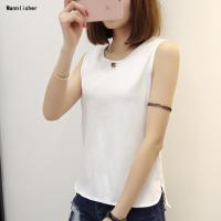 新款chic女2019新款夏季韩版宽松纯白色背心圆领无袖T恤上衣小衫预售定制款韩版潮牌