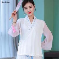 2019夏装新款防晒袖绣花改良汉服棉麻上衣纱仙气半身裙两件套潮预售定制款韩版潮牌