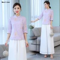 改良唐装少女2019新款复古中国风盘扣上衣旗袍日常汉服民族风夏装预售定制款韩版潮牌