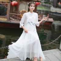 新款2019新唐装女旗袍上衣改良汉服禅茶服夏禅意禅服棉麻中国风女预售定制款韩版潮牌