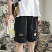 新款裤子女2019新款日系复古水洗做旧工装短裤bf风学生沙滩五分裤预售定制款韩版潮牌