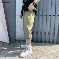 ins火的束脚工装裤男韩版潮流夏季裤子7分哈伦裤红七分裤夏装韩预售定制款韩版潮牌